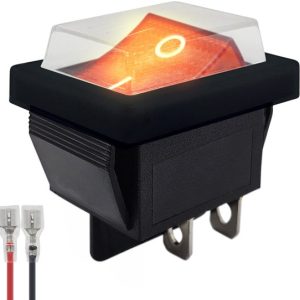 Interrupteur à bascule ProRide ON-OFF KCD4-202 – avec capuchon Zwart et câble de connexion – 2 pôles – 250V/16A – 30x22mm – Rouge avec lumière Interrupteur à bascule ProRide ON-OFF KCD4-202 – avec capuchon Zwart et câble de connexion – 2 pôles – 250V/16A – 30x22mm – Rouge avec lumière
