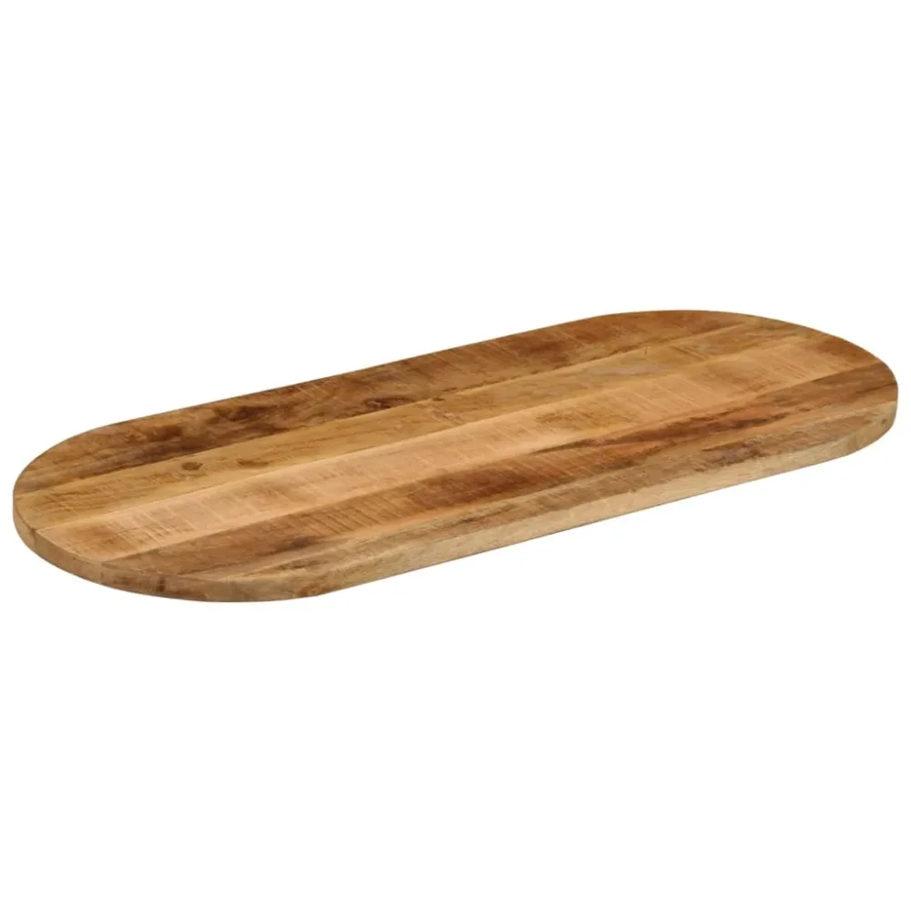 Table Top 100x40x2.5 cm Oval Solid Wood Rough Mango – Image 2
