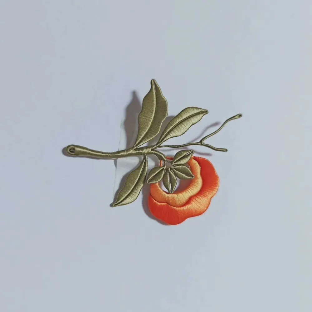 Handmade Chanhua Persimmon Brooch - Botanical Branch Design – Image 3