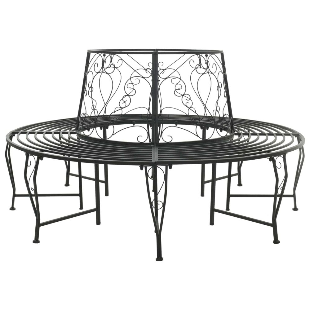 Tree Bench 8-Seater Ø 160 x 89 cm Steel Black Round