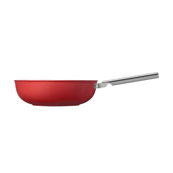 Wok aluminium antiadhésif 30 cm rouge mat Smeg – Image 2