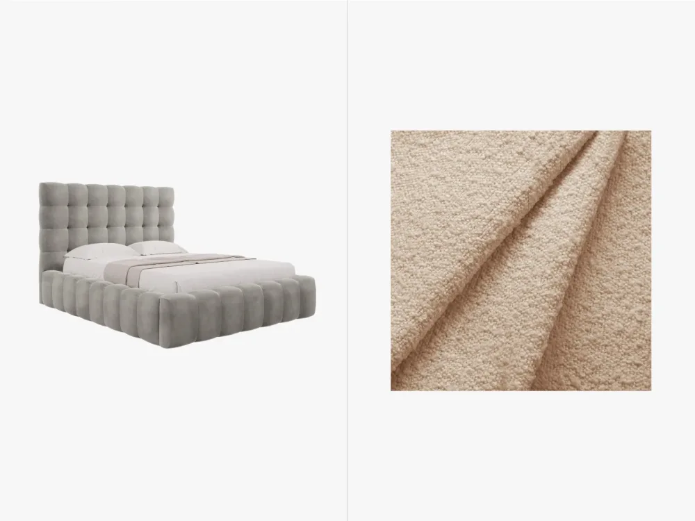 Mamaia Boucle Bett mit Stauraum und Headboard 140cm – Image 3