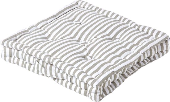 Homescapes Coussin de sol Gris – Fines Rayures – 40 x 40 cm