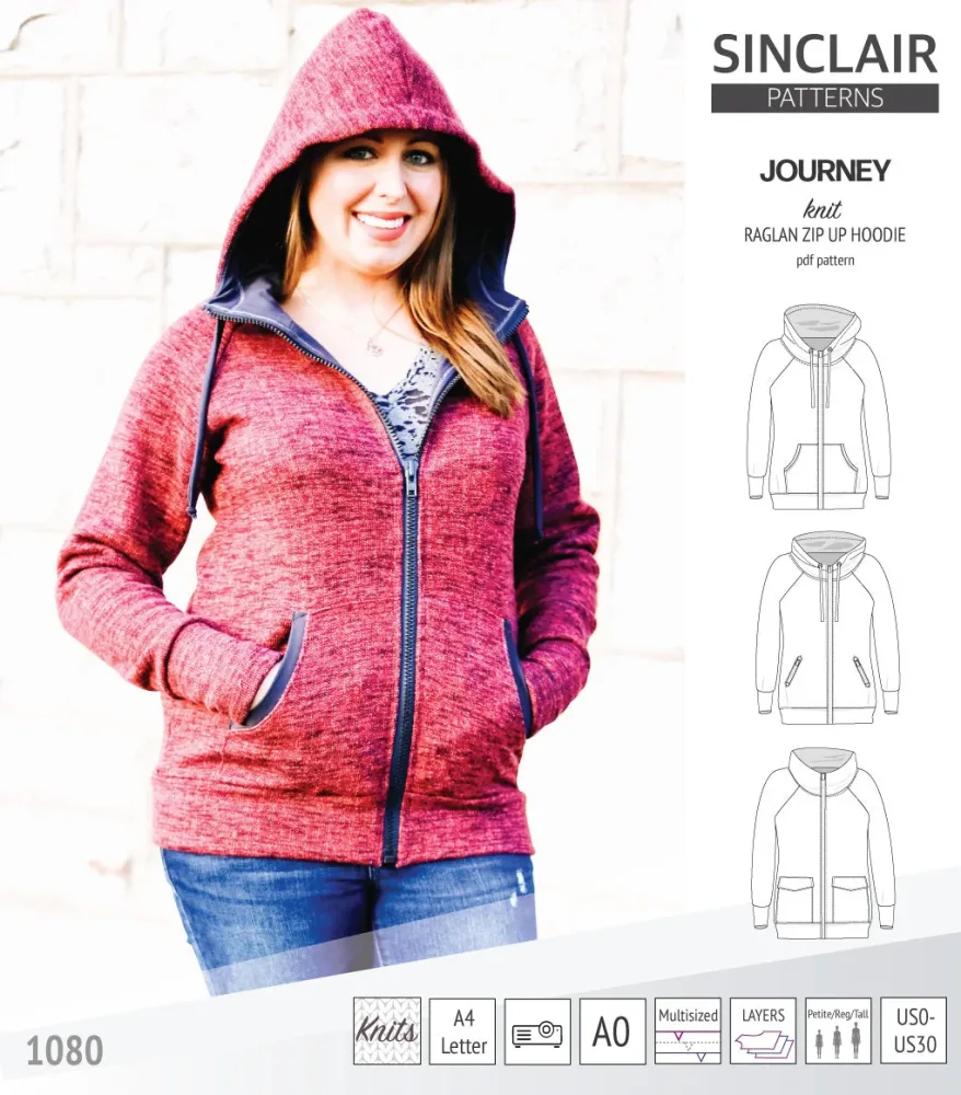 JOURNEY raglan hoodie | Sinclair Patterns - PDF Sewing pattern