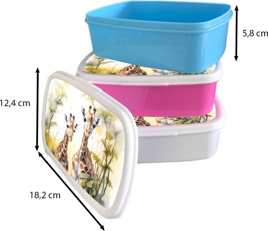 Lunch box Wit - Lunch box Girafe - Animaux sauvages - Nature - Enfants - Lunch box 18x12x6 cm - Lunch box pain - Boîtes à pain pour enfants et adultes