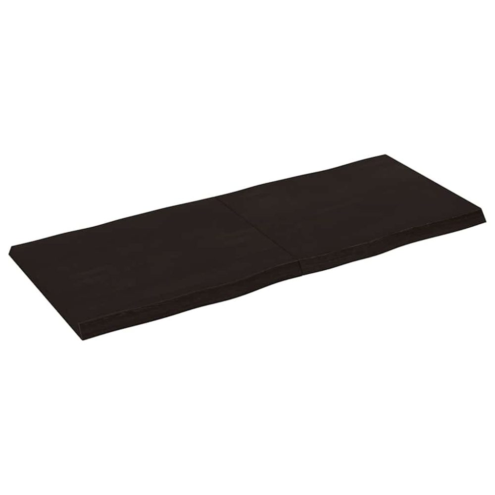 Table Top Dark Brown 120x50x(2-4) cm Treated Solid Wood Live Edge – Image 2