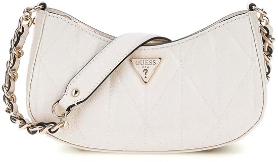 GUESS sac à épaule Aldina Top Zip Shoulder Bag Cream White écru