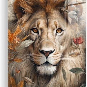 MuchoWow® Tableau sur verre 60×120 cm – Tableau sur verre acrylique – Lion – Animaux sauvages – Plantes – Nature – Fleurs – Photo sur verre – Décoration murale salon – Décoration murale chambre – Peintures MuchoWow® Tableau sur verre 60×120 cm – Tableau sur verre acrylique – Lion – Animaux sauvages – Plantes – Nature – Fleurs – Photo sur verre – Décoration murale salon – Décoration murale chambre – Peintures