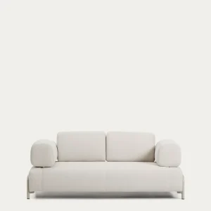 2-Sitzer-Sofa Compo aus Chenille in Ecru mit beigem Metallgestell 200 cm FSC Mix Credit 2-Sitzer-Sofa Compo aus Chenille in Ecru mit beigem Metallgestell 200 cm FSC Mix Credit