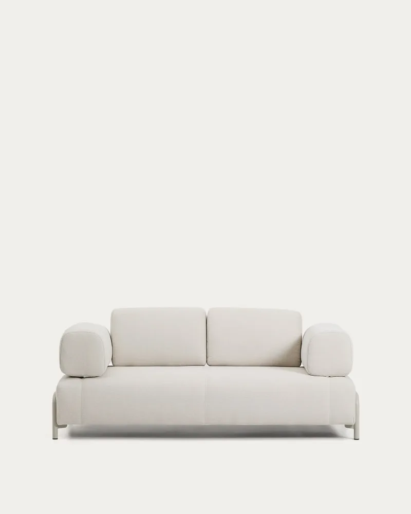 2-Sitzer-Sofa Compo aus Chenille in Ecru mit beigem Metallgestell 200 cm FSC Mix Credit