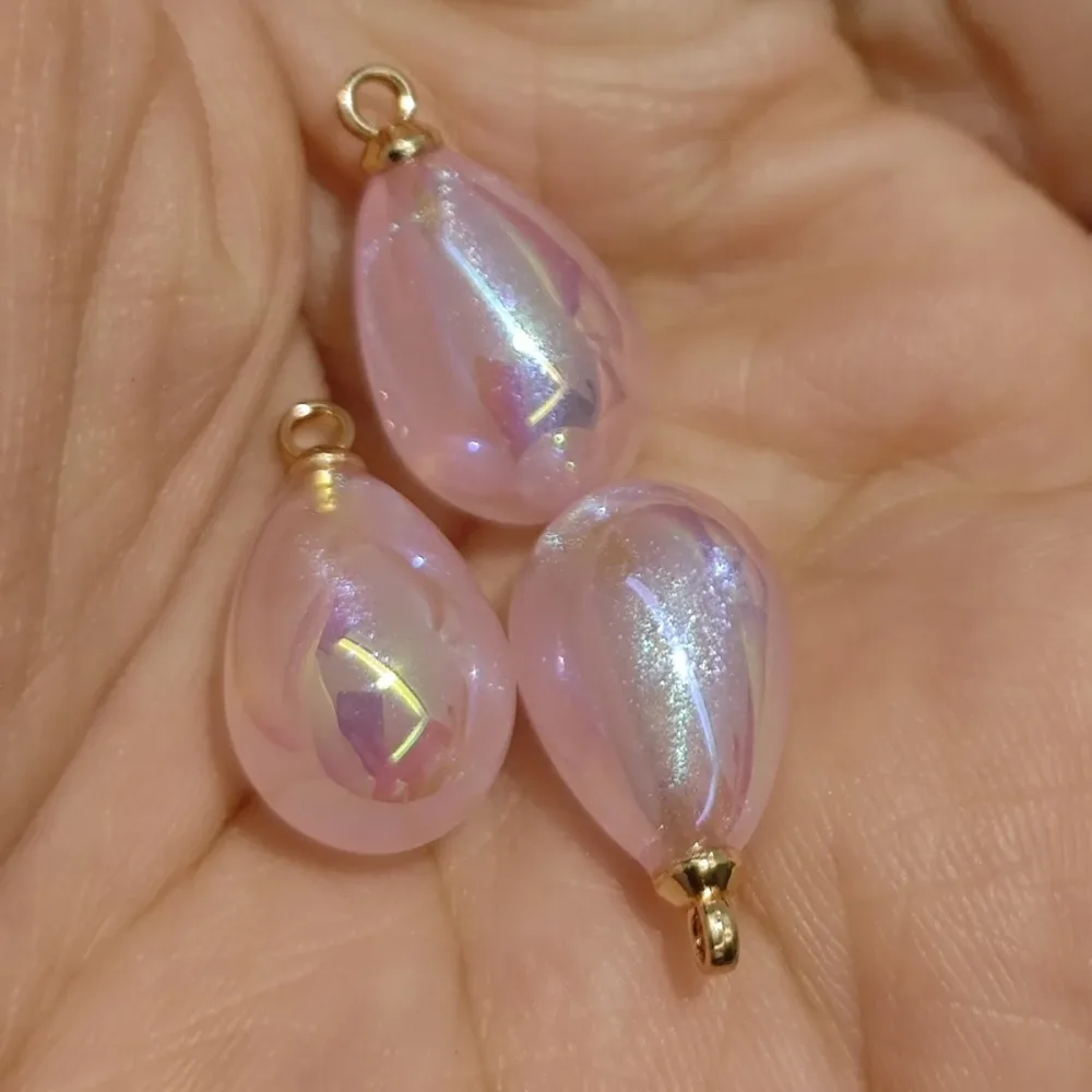 5 Pieces HB005 10x14mm Iridescent Galaxy Teardrop Charms – High-Quality ABS Pendants for DIY Jewelry, Ronghua & Chanhua Crafts – Image 2