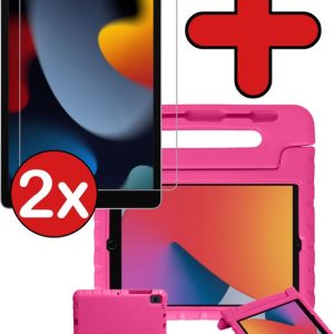 iPad 10.2 2021 Cover Kinder Case Kids Case Cover Kids Proof Avec 2x Protecteur d&rsquo;écran – iPad 10.2 2021 Case Kinder Cover – Rose