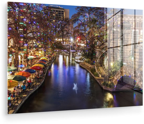 Le centre de San Antonio dans l'état du Texas la nuit Plexiglas 60x40 cm - Tirage photo sur verre (décoration murale en plexiglas)