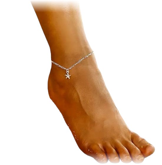 Fako Bijoux® - Chaîne de cheville - Bijoux de cheville - Étoile de mer - Argent