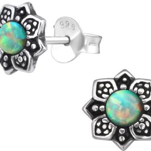 Joie|S – Boucles d’oreilles fleur argent – 7 mm – vert jaune lune jaune – solide – Boucles d’oreilles Bali Joie|S – Boucles d’oreilles fleur argent – 7 mm – vert jaune lune jaune – solide – Boucles d’oreilles Bali