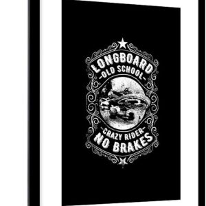 Illustration de longboard rétro sur fond noir 80×120 cm Illustration de longboard rétro sur fond noir 80×120 cm