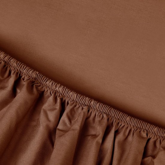 Hoeslaken Kayori Kai Topper en Katoen biologique - 100 x 200-210 Katoen - Marron