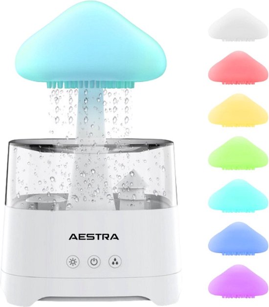 Humidificateur Rain Cloud - Aestra - Machine à bruit White - Entraîneur de sommeil - Aroma Diffuser - Lampe de nuit - Veilleuse - Lampe de bureau - Haut-parleur Bluetooth