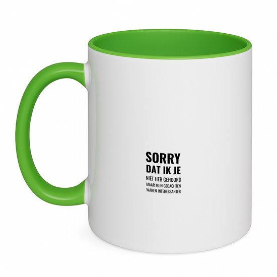 Hacebo® – désolé de ne pas t&rsquo;avoir entendu mais mes pensées étaient plus intéressantes mug à café vert – les gens qui rêvassent souvent – mug à thé – mug à café – pensées intéressantes – rêvasseurs – citations – mug à café – contenance 350 ML