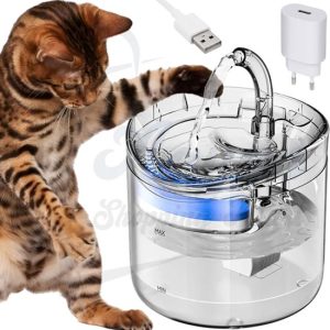 Fontaine à eau pour chat et chien 1,8 litre – Fontaine à eau automatique avec filtre à charbon – Distributeur d’eau silencieux – USB – Bol à eau transparent – 52250 Fontaine à eau pour chat et chien 1,8 litre – Fontaine à eau automatique avec filtre à charbon – Distributeur d’eau silencieux – USB – Bol à eau transparent – 52250
