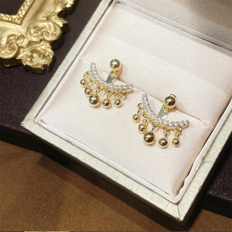Boucles d&rsquo;oreilles Ménisque Géométrique en Strass et Perles