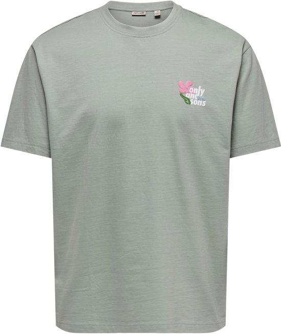 Only & Sons T-shirt Onsfleuri Life Flower Rlx Ss Tee 22037619 Iceberg Green/flowers Hommes Taille - M