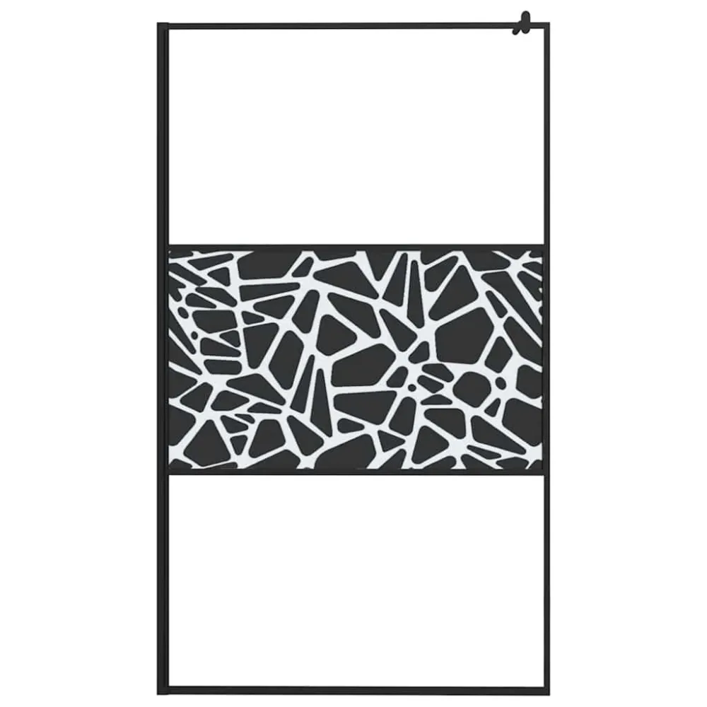 Walk-in Shower Wall 115x195cm ESG Glass with Stone Design Black – Image 3
