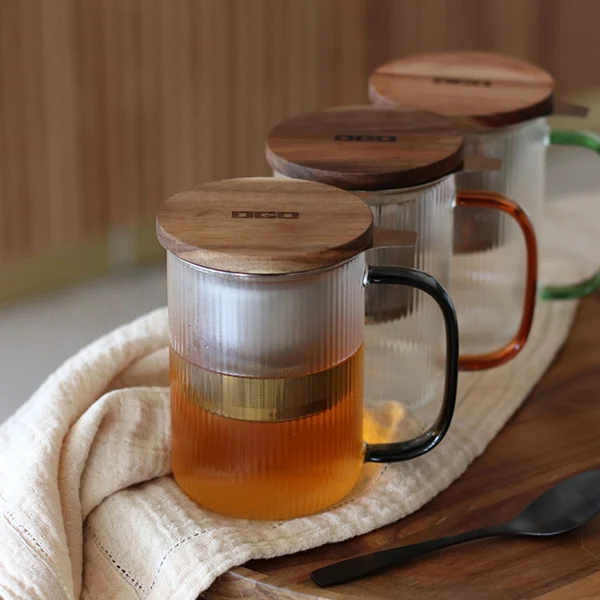 Tisanière mug Karl en verre borosilicate anse gris fumé 475 ml Ogo – Image 2