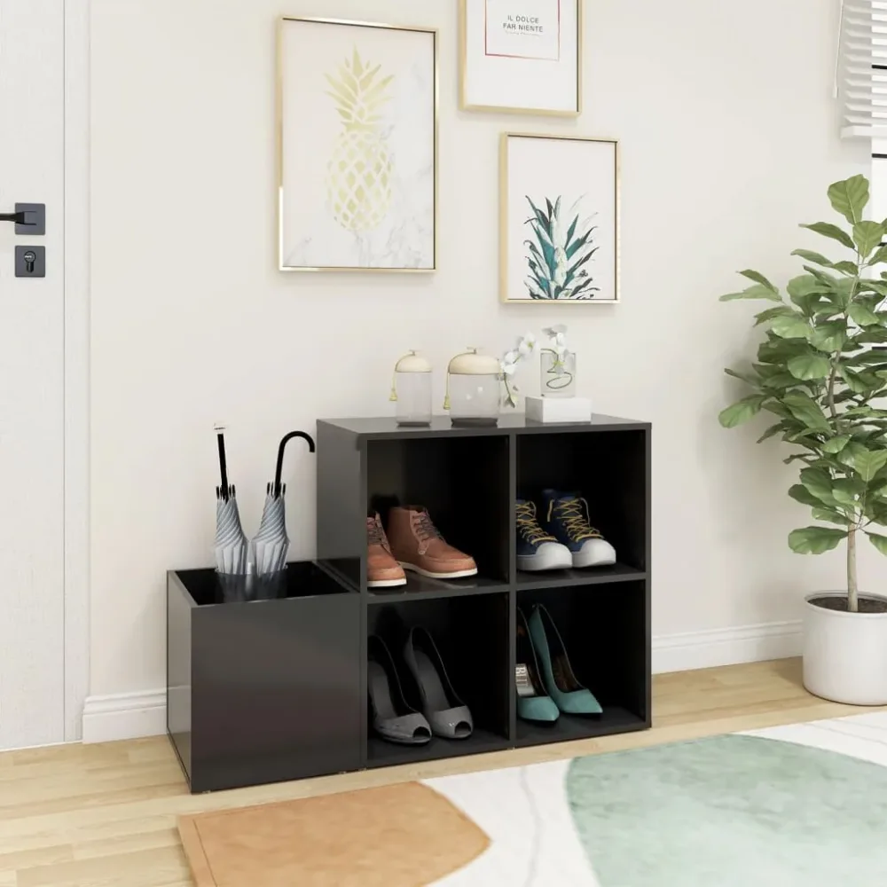 Hall Shoe Cabinet Grey 105x35.5x70 cm Engineered Wood – Image 3