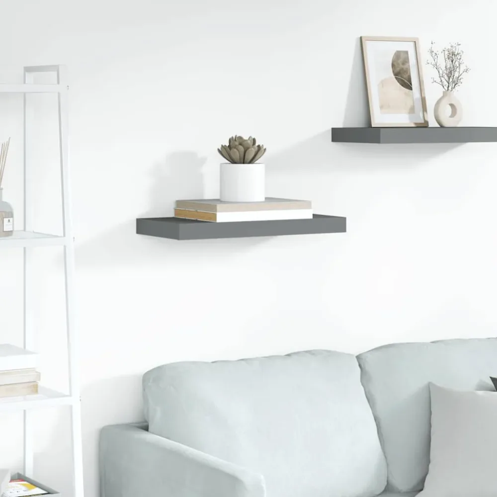 Floating Wall Shelf High Gloss Grey 50x23x3.8 cm MDF