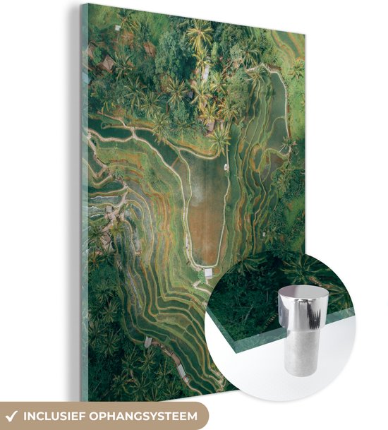 MuchoWow® Peinture sur verre 90x120 cm - Peinture sur verre acrylique - Les rizières en terrasses de Bali en Asie - Photo sur verre - Peintures