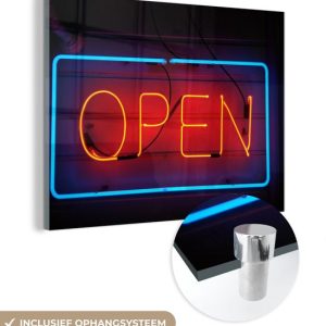 MuchoWow® Glass Painting – Une enseigne lumineuse avec le texte ouvert – 80×60 cm – Peintures sur Verre Acrylique – Photo sur Glas MuchoWow® Glass Painting – Une enseigne lumineuse avec le texte ouvert – 80×60 cm – Peintures sur Verre Acrylique – Photo sur Glas