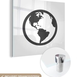MuchoWow® Peinture sur verre 50×50 cm – Peinture acrylique sur verre – Illustration globe sur fond blanc – Photo sur verre – Peintures MuchoWow® Peinture sur verre 50×50 cm – Peinture acrylique sur verre – Illustration globe sur fond blanc – Photo sur verre – Peintures