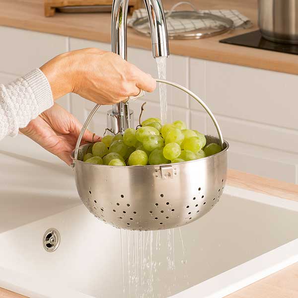 Faitout multifonction cuiseur vapeur et cuit pâtes avec panier passoire rotatif en inox et couvercle en verre 24 cm 6,7 L Mathon – Image 3