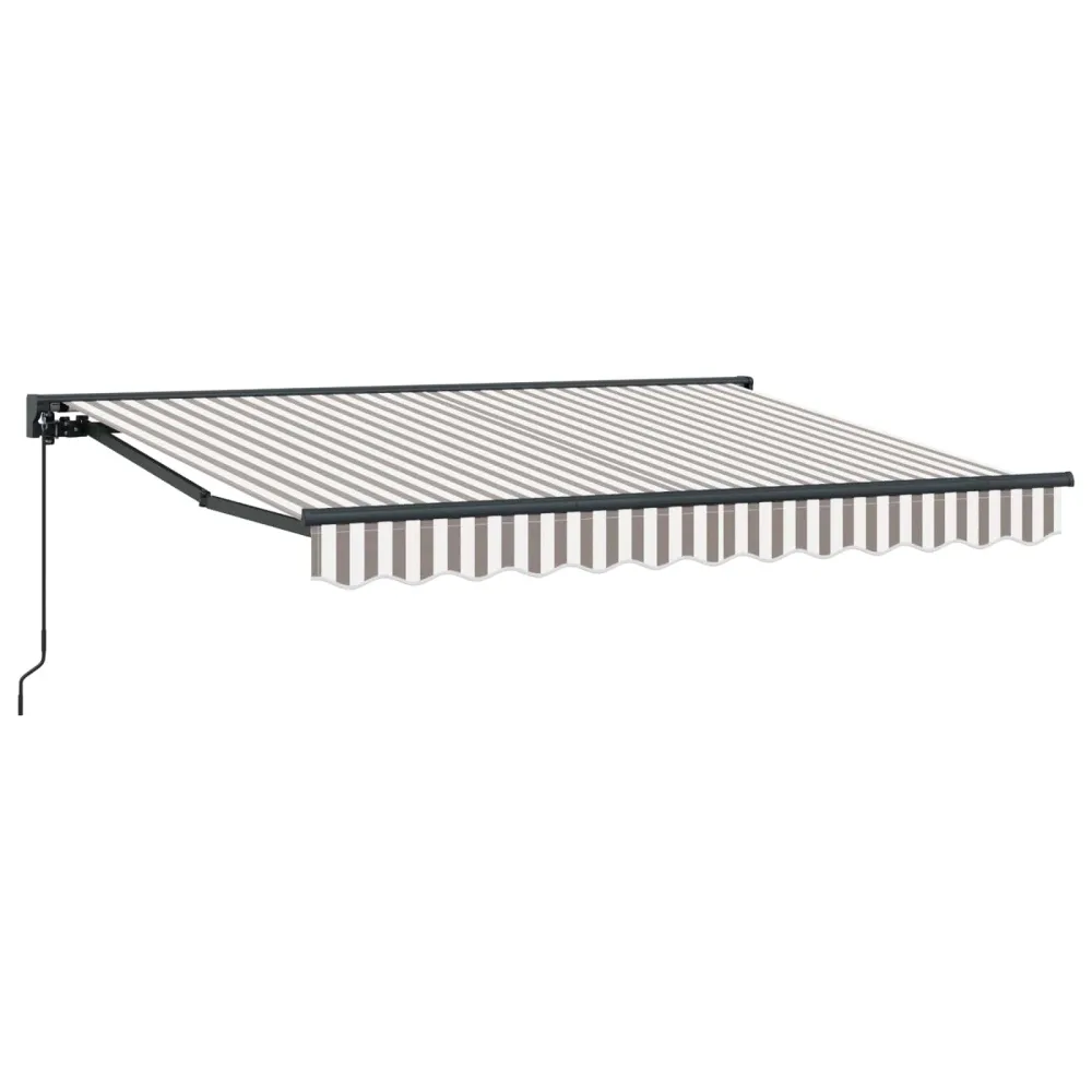 Retractable Awning Light Grey and White 3.5 x 2.5 m
