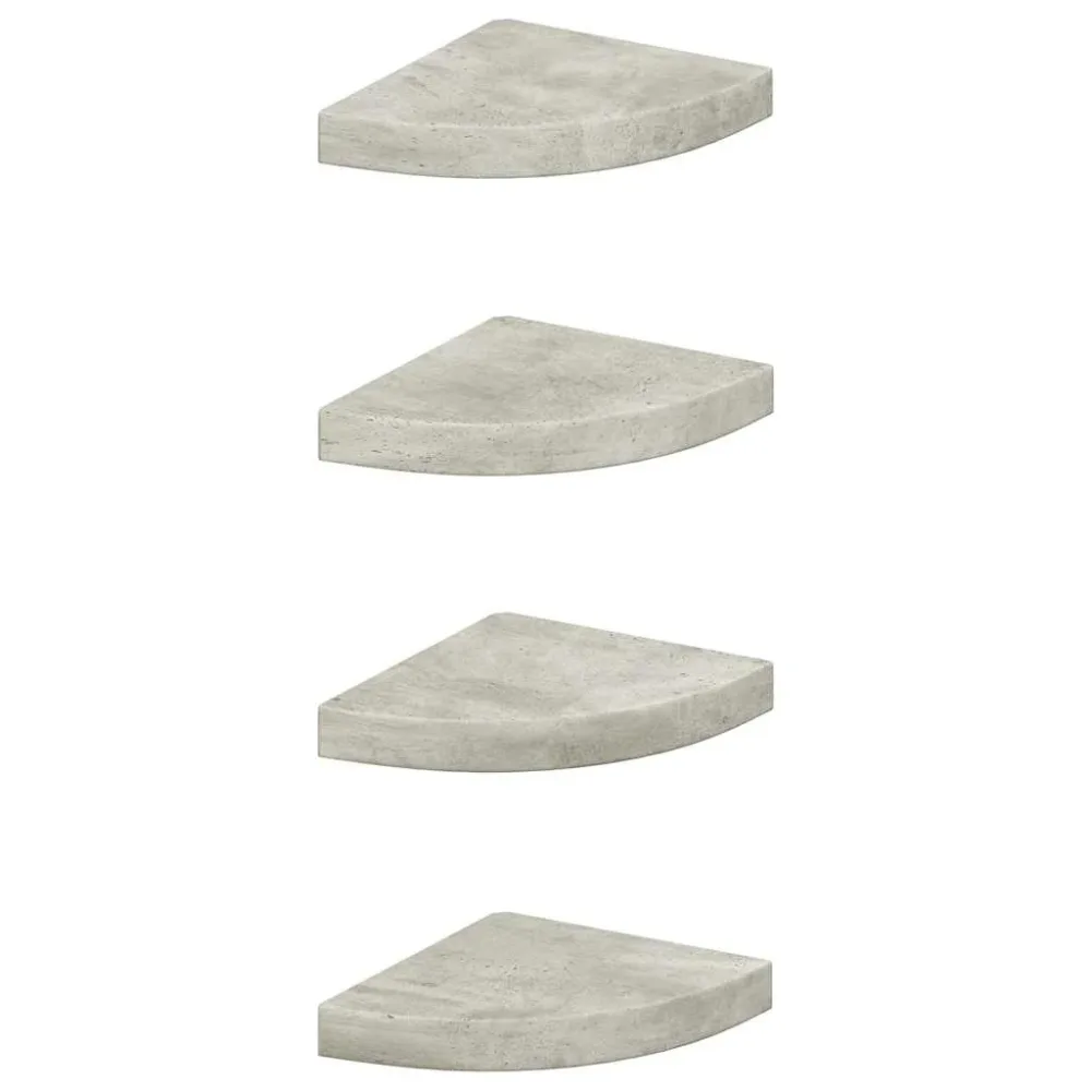 Wall Corner Shelves 4 pcs Concrete Grey 25x25x3.8 cm MDF – Image 2