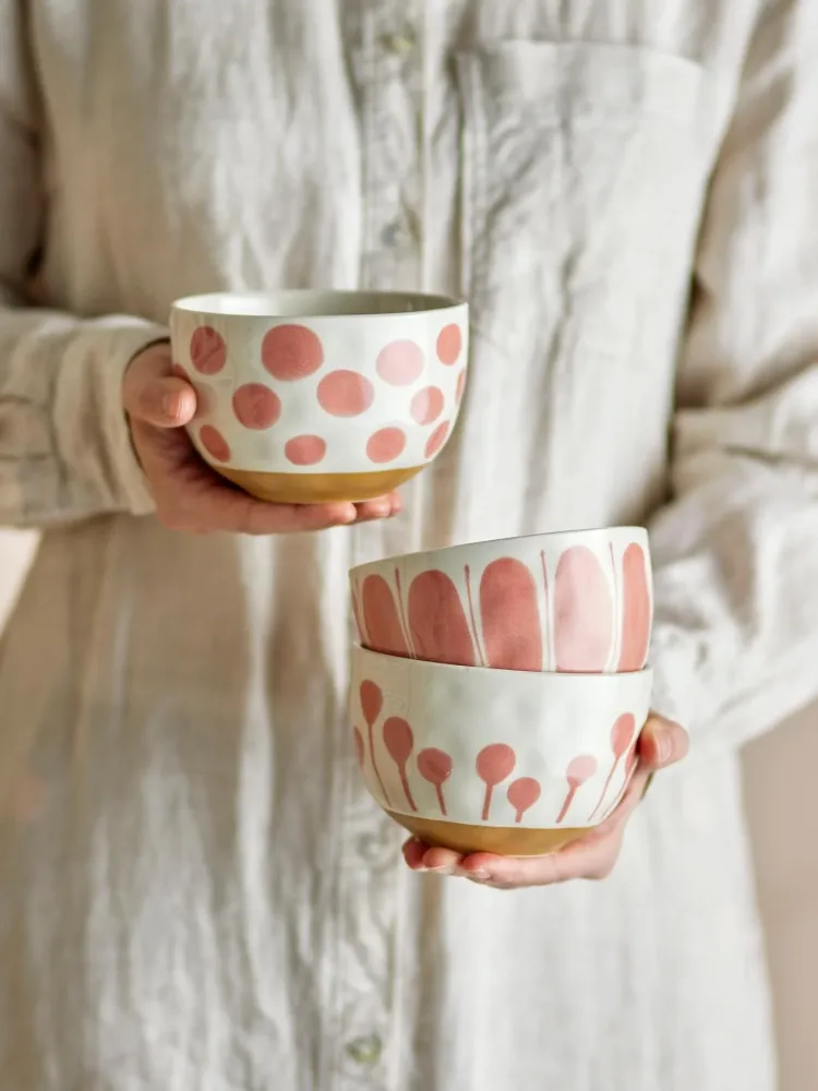 Linora Schale, Rose, Steingut – Image 2