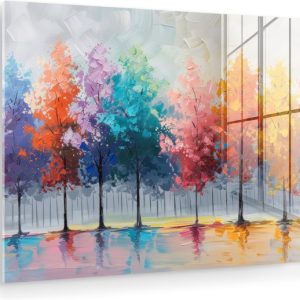 MuchoWow® Tableau sur verre 120×90 cm – Tableau sur verre acrylique – Arbres – Coloré – Nature – Abstrait – Photo sur verre – Décoration murale salon – Décoration murale chambre – Peintures MuchoWow® Tableau sur verre 120×90 cm – Tableau sur verre acrylique – Arbres – Coloré – Nature – Abstrait – Photo sur verre – Décoration murale salon – Décoration murale chambre – Peintures