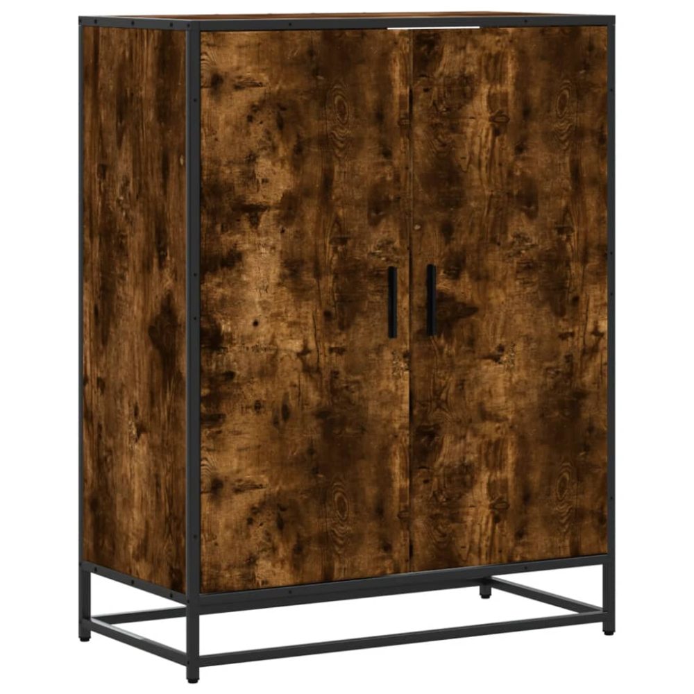 Shoe Cabinet Smoked Oak 75x38x97.5 cm Engineered Wood and Metal – Image 2