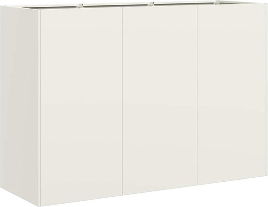 Jardinière The Living Store 120x40x80 cm en acier laminé à froid blanc - Jardin - Balcons - Terrasse - Pot de fleurs - Jardinière