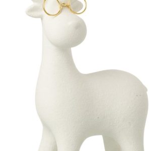 J-Line Renne 4 Pieds + Lunettes Porcelaine Blanc/Doré Large J-Line Renne 4 Pieds + Lunettes Porcelaine Blanc/Doré Large