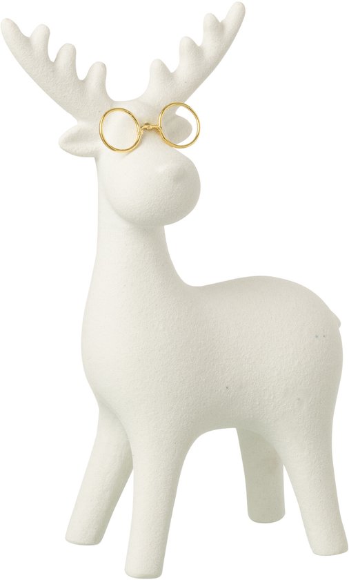 J-Line Renne 4 Pieds + Lunettes Porcelaine Blanc/Doré Large