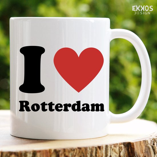 J'aime Rotterdam| Mug avec texte | Mug drôle | Cadeau d'anniversaire | Cadeau pour mari | Cadeau pour femme | Cadeau pour elle | Cadeau pour lui | Cadeau drôle | Verres à thé | cadeaux de la Saint-Valentin | Tasses de café