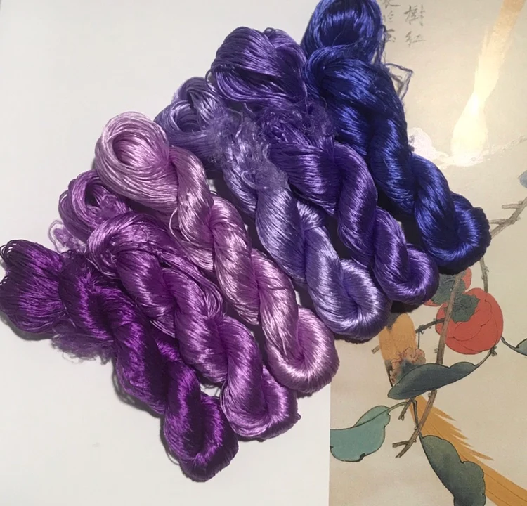 80m Suzhou Embroidery Untwisted Mulberry Silk Thread(#紫云 80m*6) - Ronghua Threads