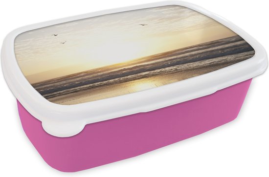 Lunch box Rose - Lunch box - Boîte à pain - Soleil - Vogel - Mer - 18x12x6 cm - Enfants - Fille