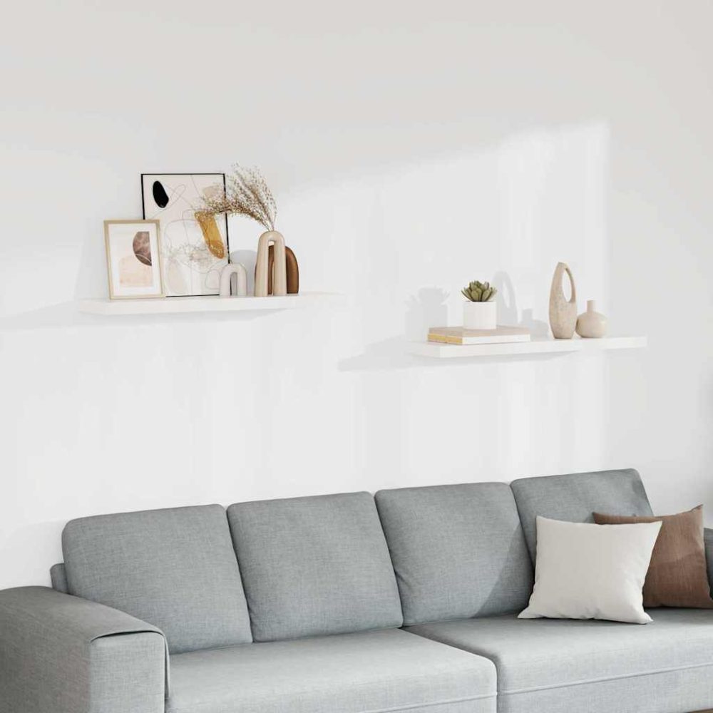 Floating Wall Shelves 2 pcs White 90x23.5x3.8 cm MDF