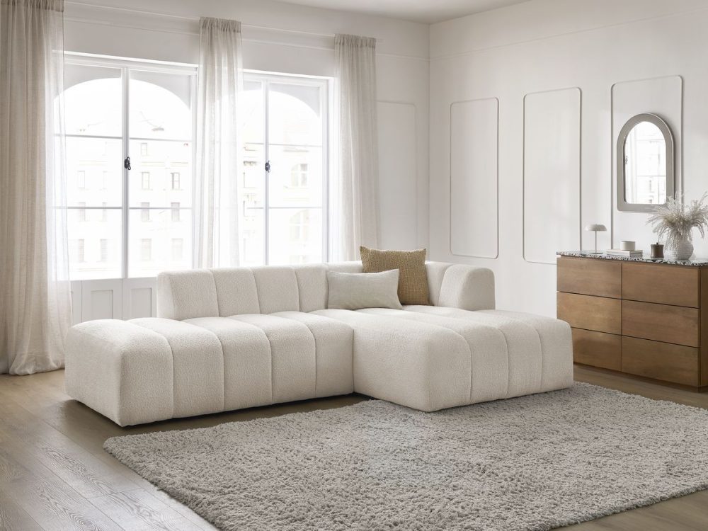 Canape d'angle fixe modulable ANNECY tissu bouclette – Image 2