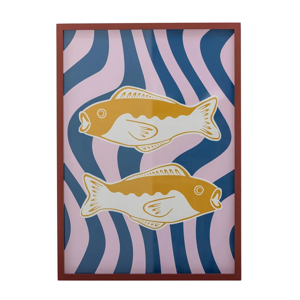 Remy Illustration mit Rahmen, Rose, Tannenholz