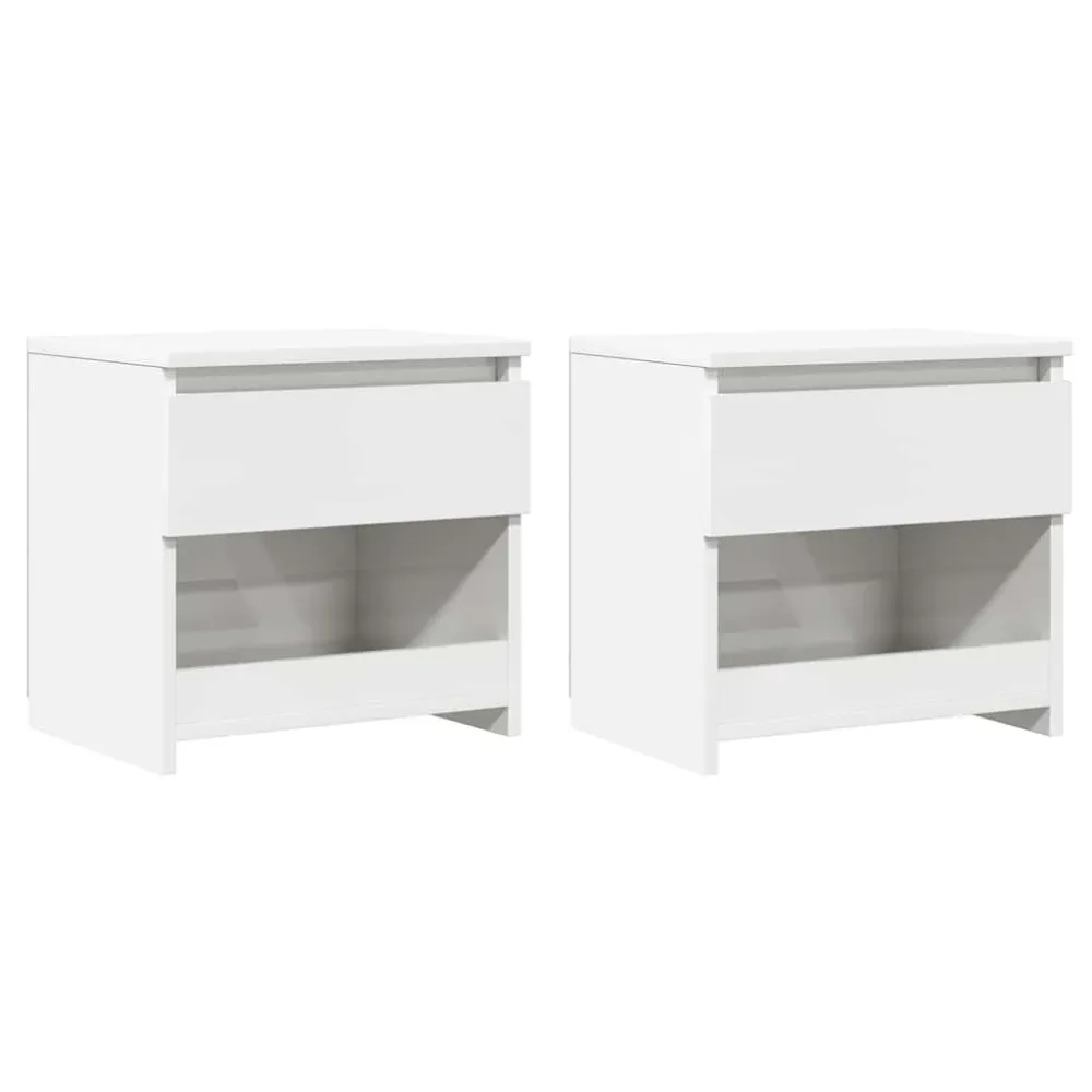 Bedside Cabinets 2 pcs High Gloss White 40x30x39 cm Engineered Wood