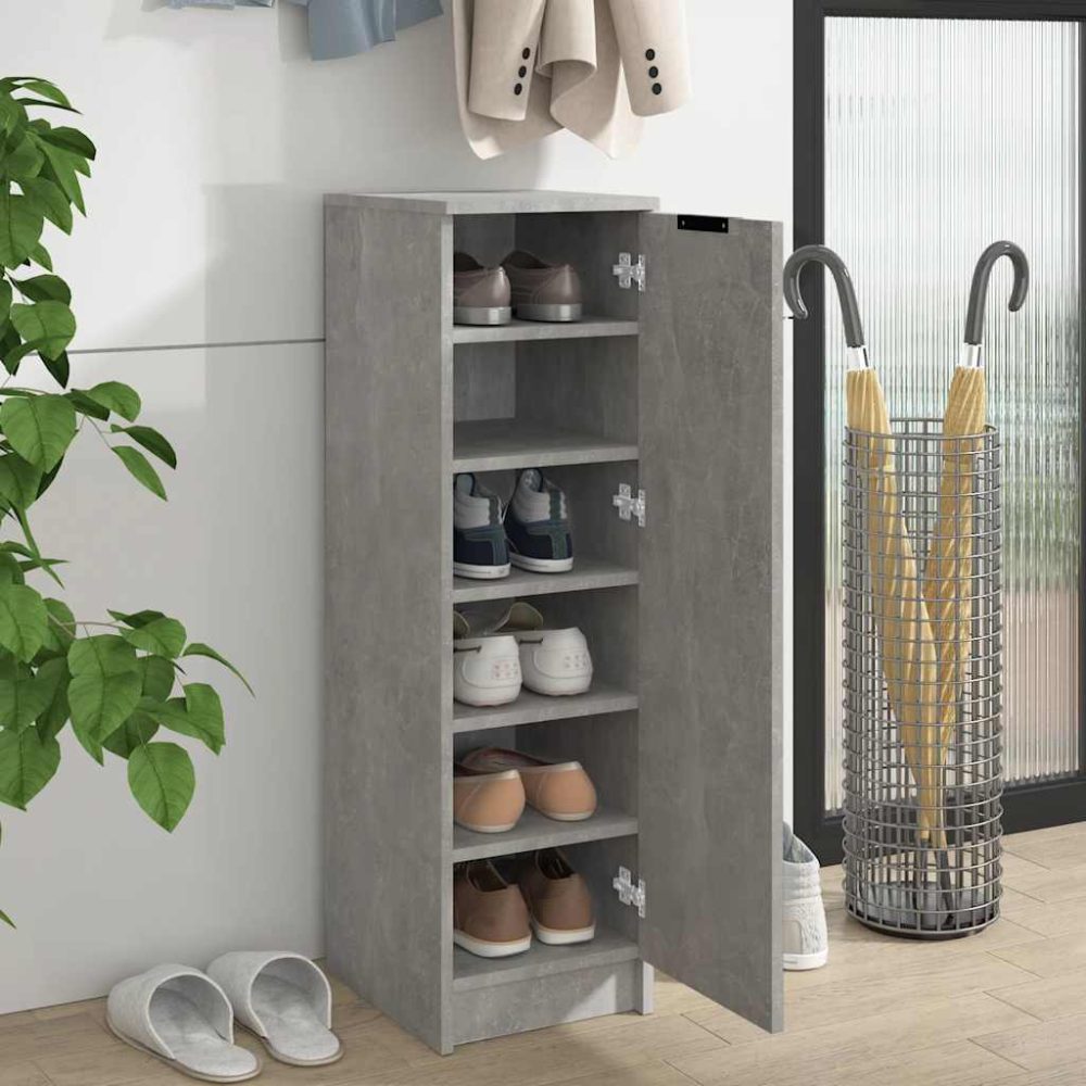 Shoe Cabinet Concrete Grey 30x35x100 cm Engineered Wood – Image 3